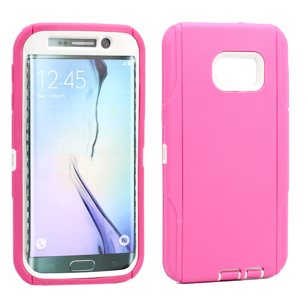 Samsung Galaxy S6 Edge Plus Premium Armor Robot Case (Hot Pink White)